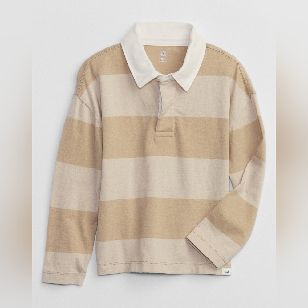 NWT 4T babyGap Rugby Polo Shirt Long Sleeve Khaki Family Gap Factory Striped